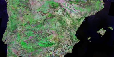 Spanien satellit-karta - Karta över Spanien satellit (Södra Europa