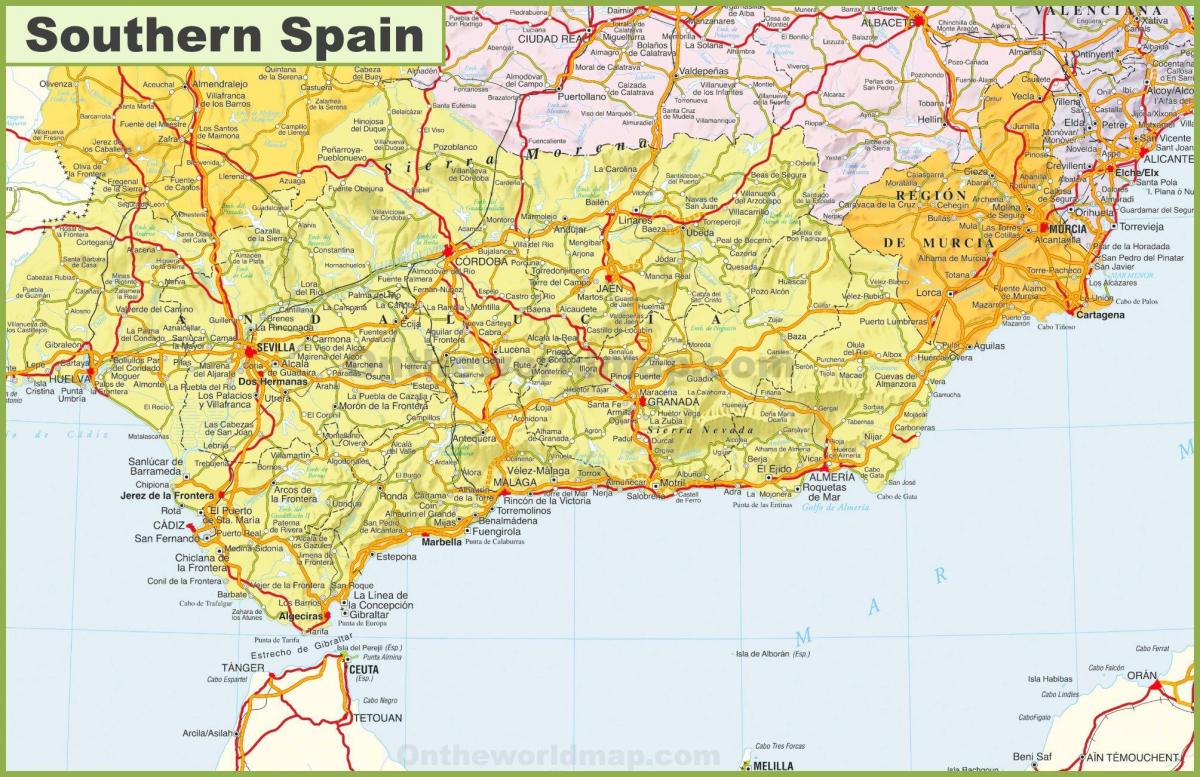 Karta över Södra Spanien | Karta